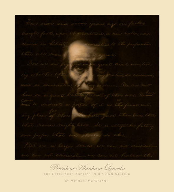 Lincoln Portrait w GA and Type Sepia 72